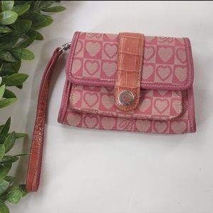 Brighton pink heart signature print wallet wristlet